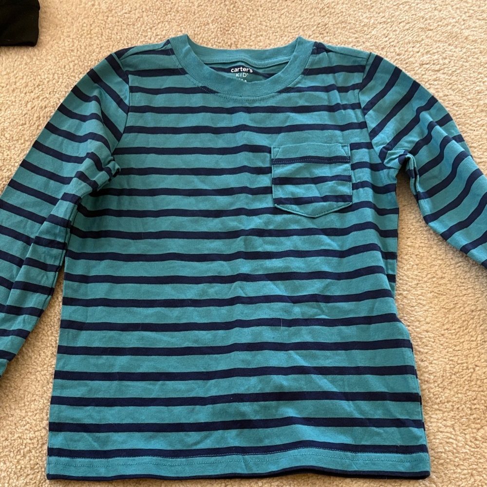 Carter's Teal and Navy Striped Long Sleeve Tee